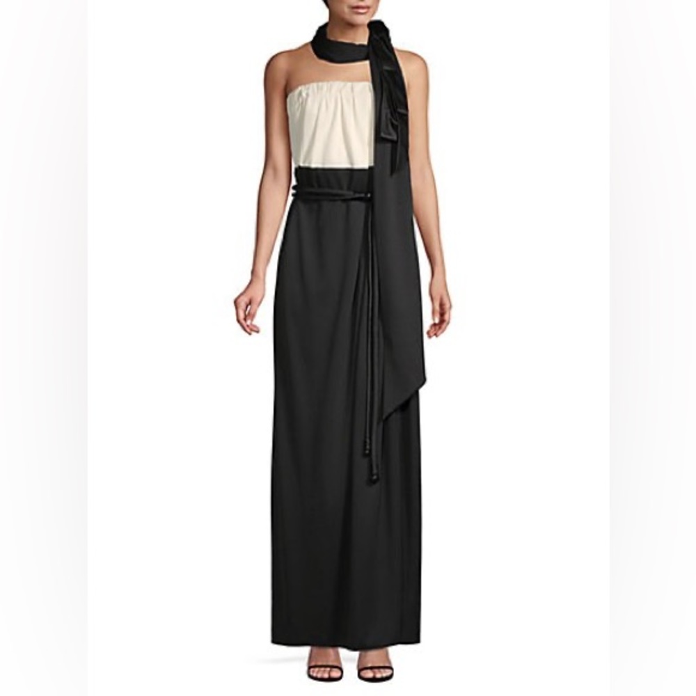 Marc Jacobs Belted Two-Tone Evening Gown with Bow Scarf (size 4) - Picture 2 of 16